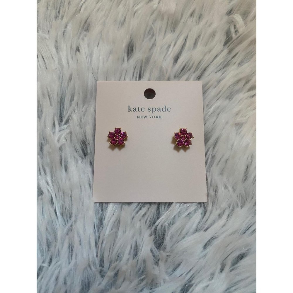 NWT Kate Spade Flower Studs Magenta